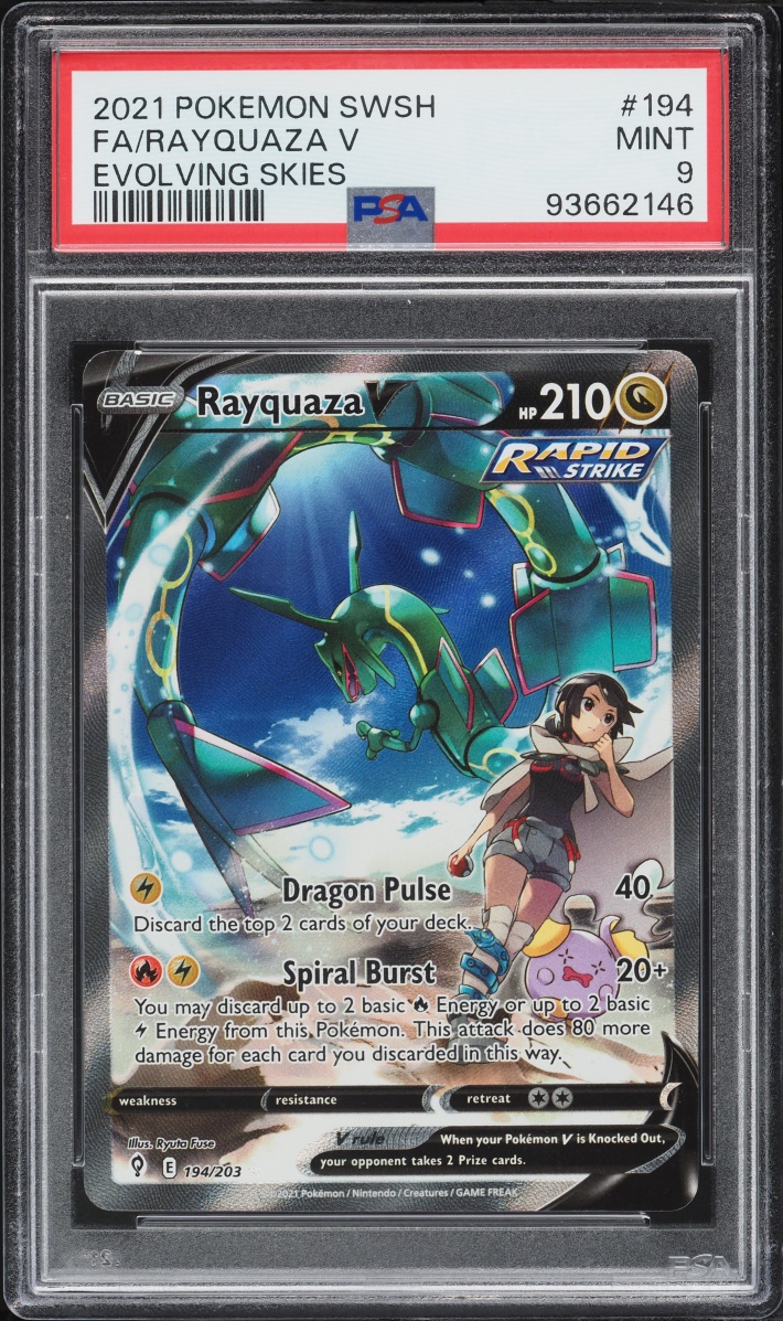 2021 Pokemon Sword & Shield Evolving Skies Full Art Rayquaza V #194 PSA 9 MINT
