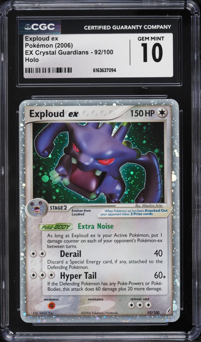 2006 Pokemon EX Crystal Guardians Holo Exploud Ex #92 CGC 10 GEM MINT