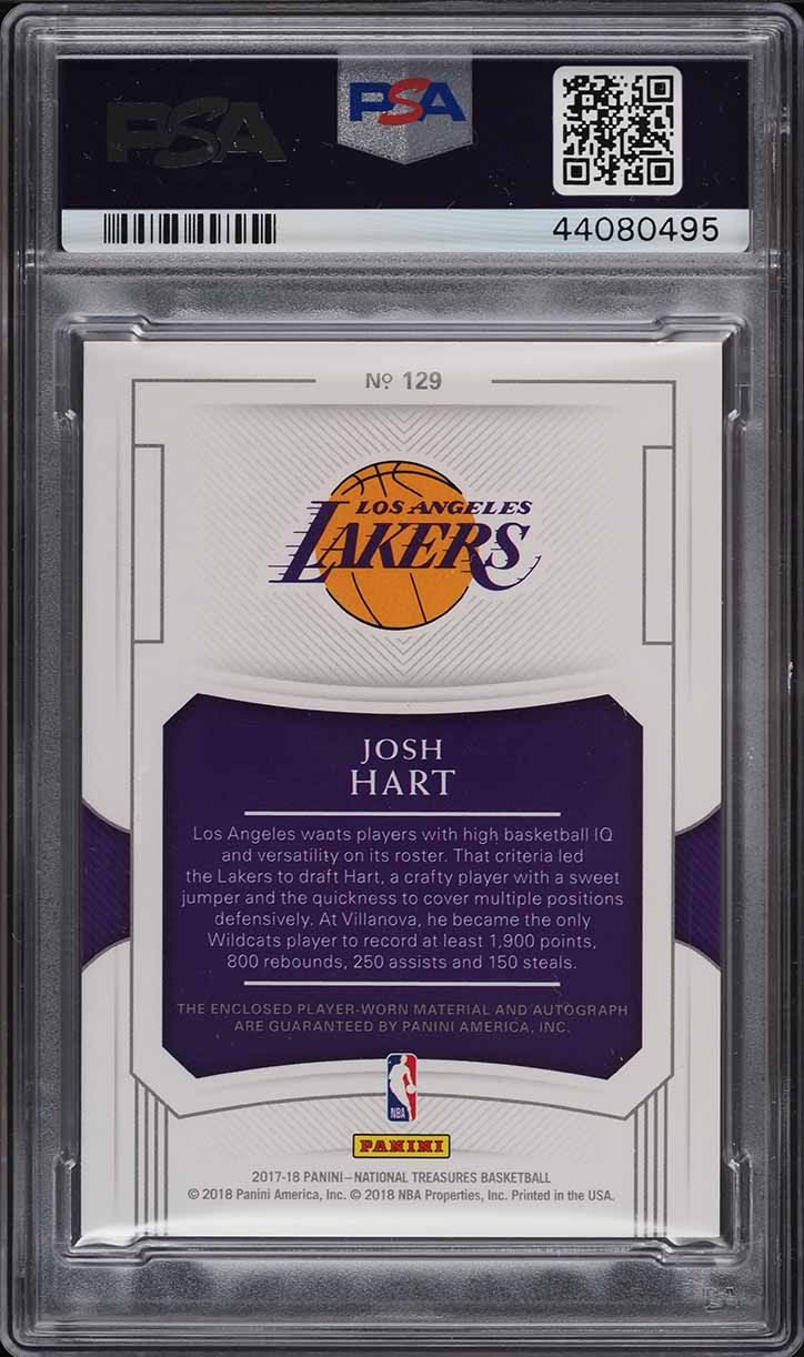 2017 National Treasures Josh Hart ROOKIE PATCH AUTO /99 #129 PSA 9 MINT