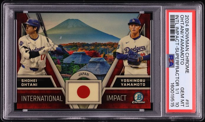 2024 Bowman Chrome International Superfractor Shohei Ohtani Yoshinobu Yamamoto RC 1/1 PSA 10