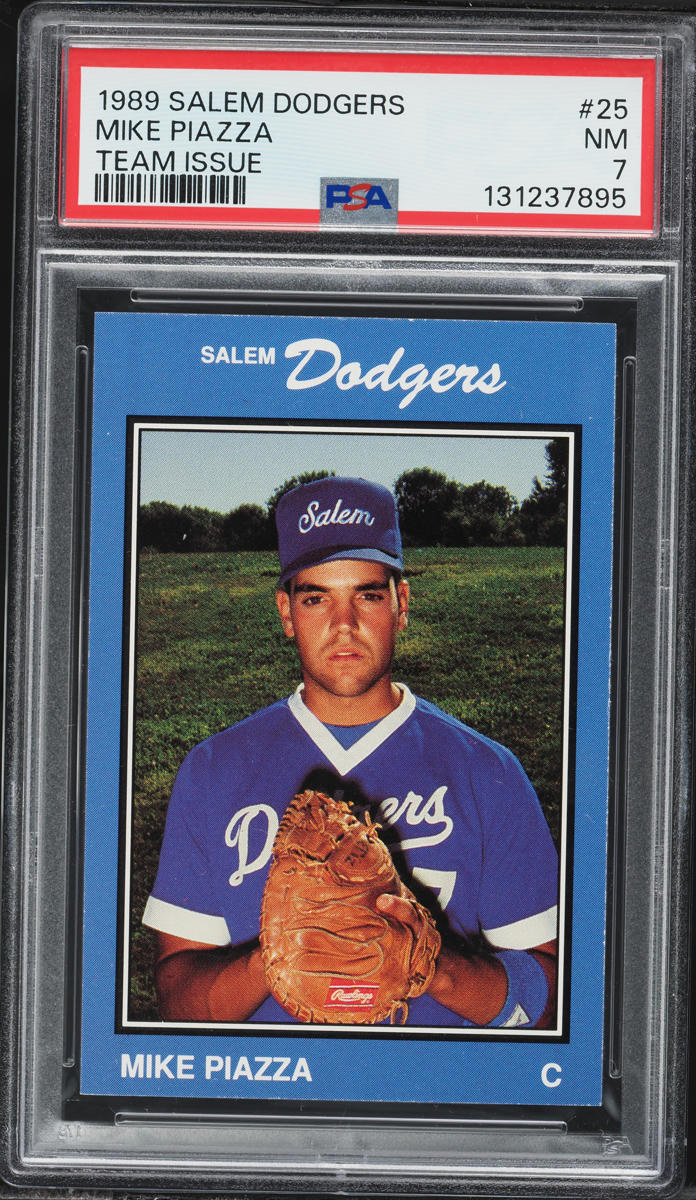 1989 Salem Dodgers Team Issue Mike Piazza ROOKIE #25 PSA 7 NRMT