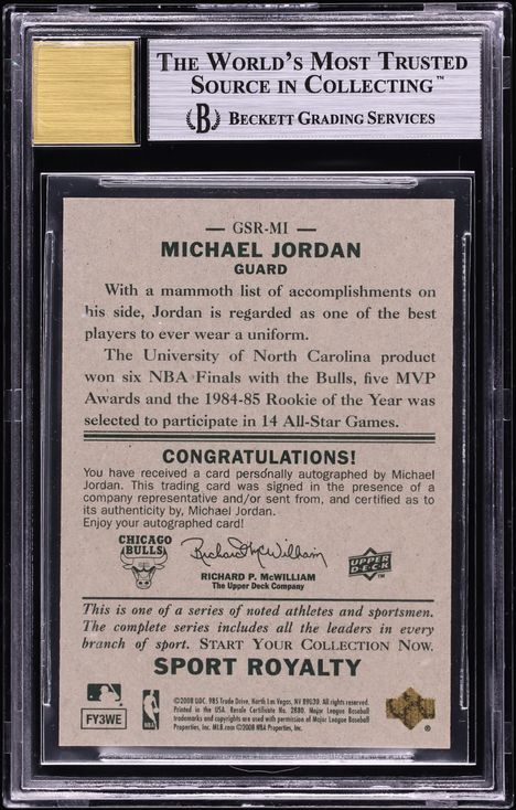 2008 Upper Deck Goudey Sport Royalty Michael Jordan AUTO #GSR-MI BGS 9 MINT