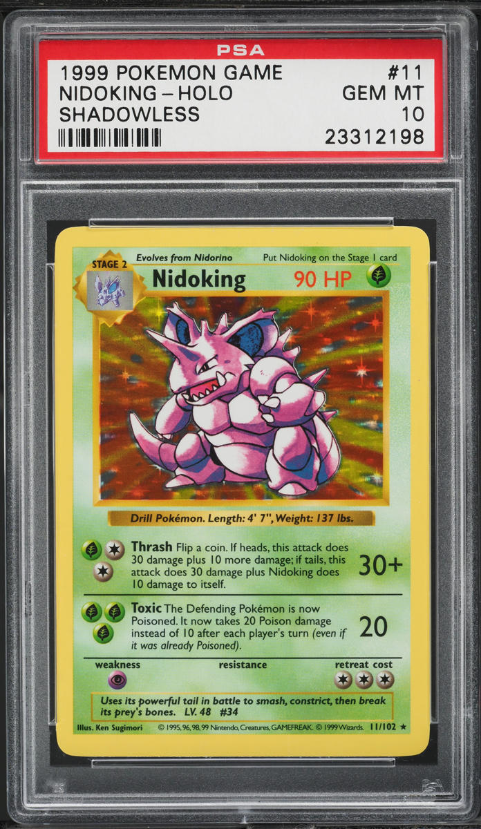 1999 Pokemon Base Set Shadowless Holo Nidoking #11 PSA 10 GEM MINT