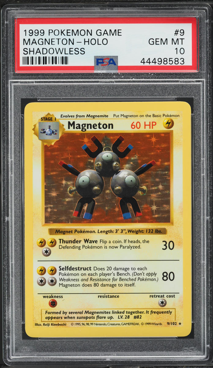 1999 Pokemon Base Set Shadowless Holo Magneton #9 PSA 10 GEM MINT