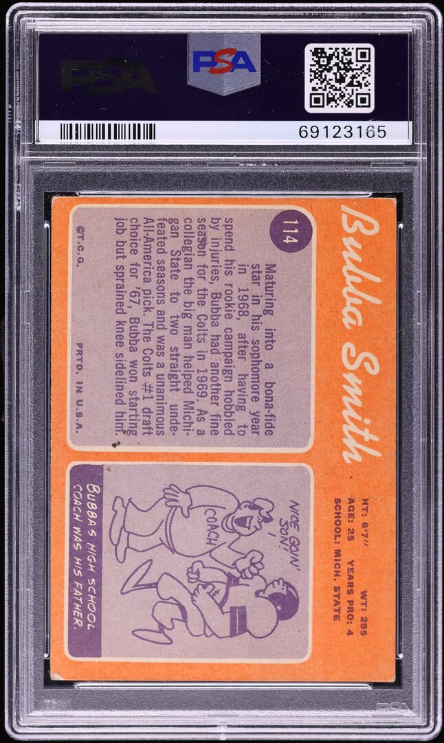 1970 Topps Football Bubba Smith ROOKIE #114 PSA 3 VG