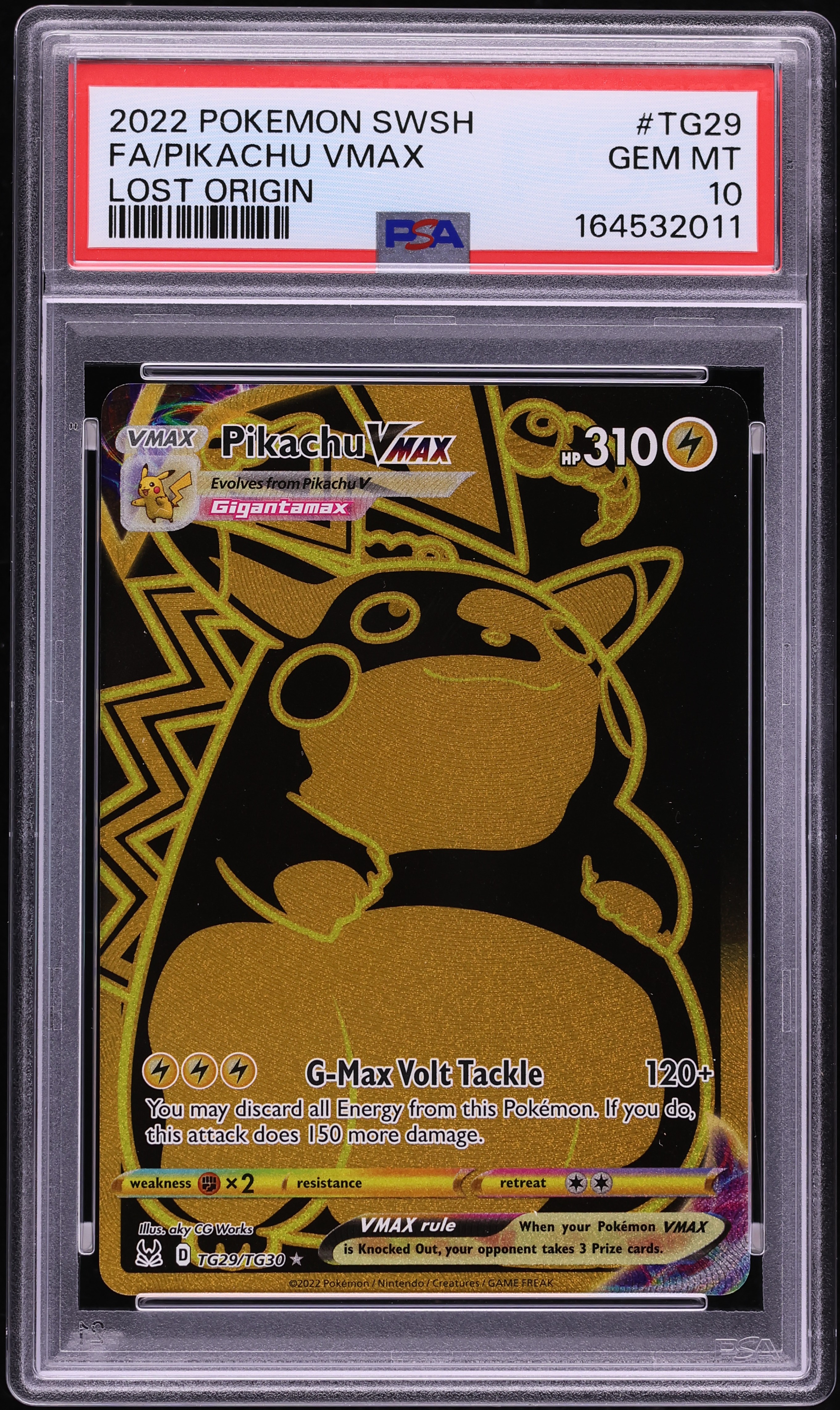 2022 Pokemon Sword & Shield Lost Origin Full Art Pikachu VMAX #TG29 PSA 10 GEM MINT