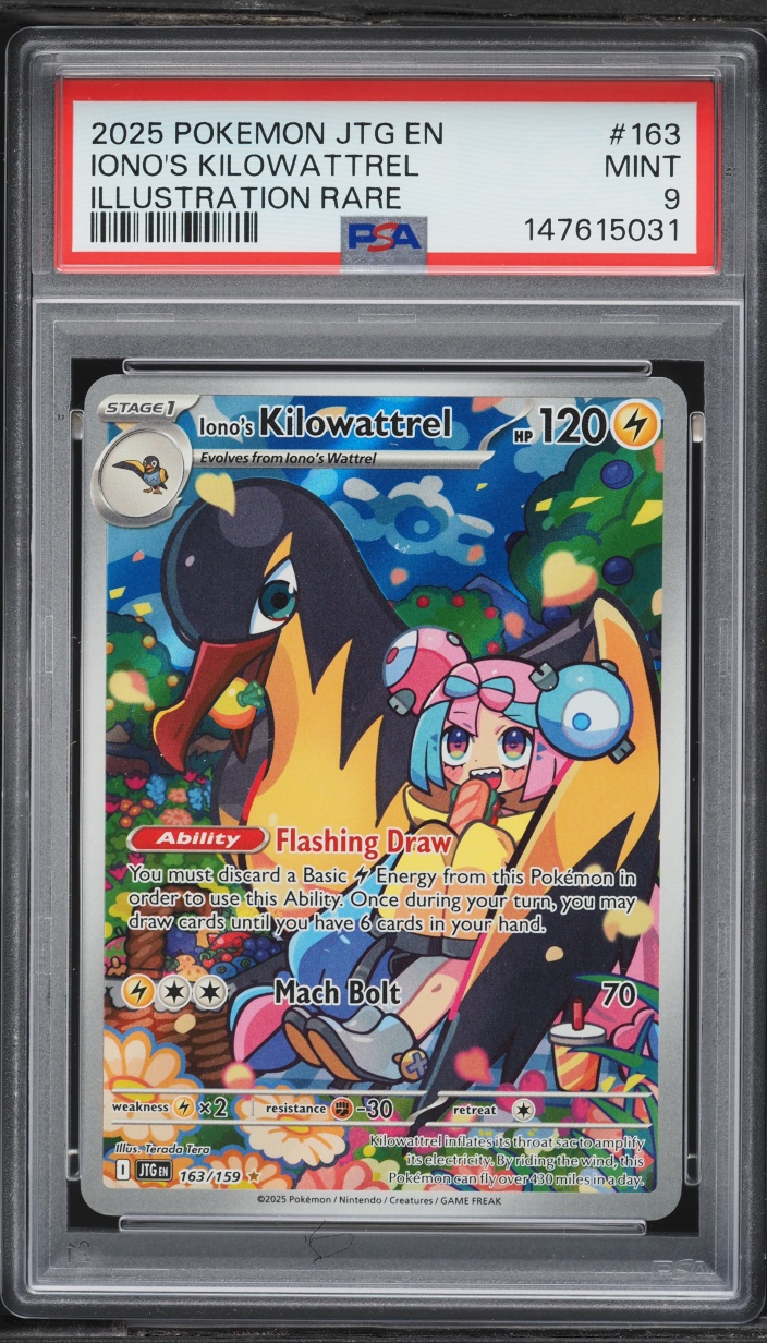 2025 Pokemon Scarlet & Violet Journey Together IR Iono's Kilowattrel #163 PSA 9 MINT