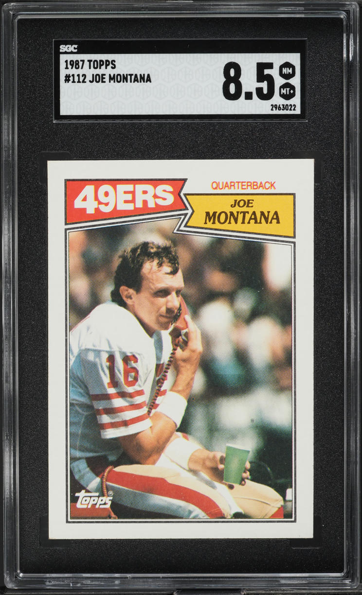 1987 Topps Football Joe Montana #112 SGC 8.5 NM-MT+