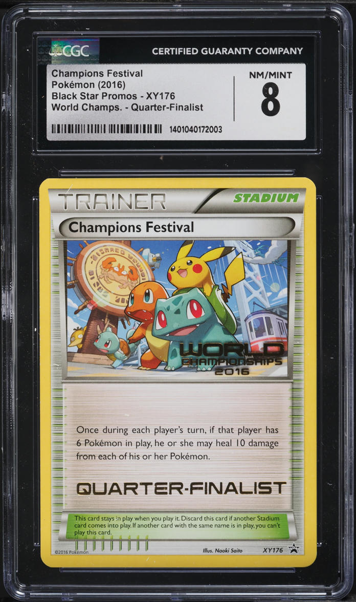 2016 Pokemon SM Promo World Champs Quarter-Finalist Champions Festival CGC 8