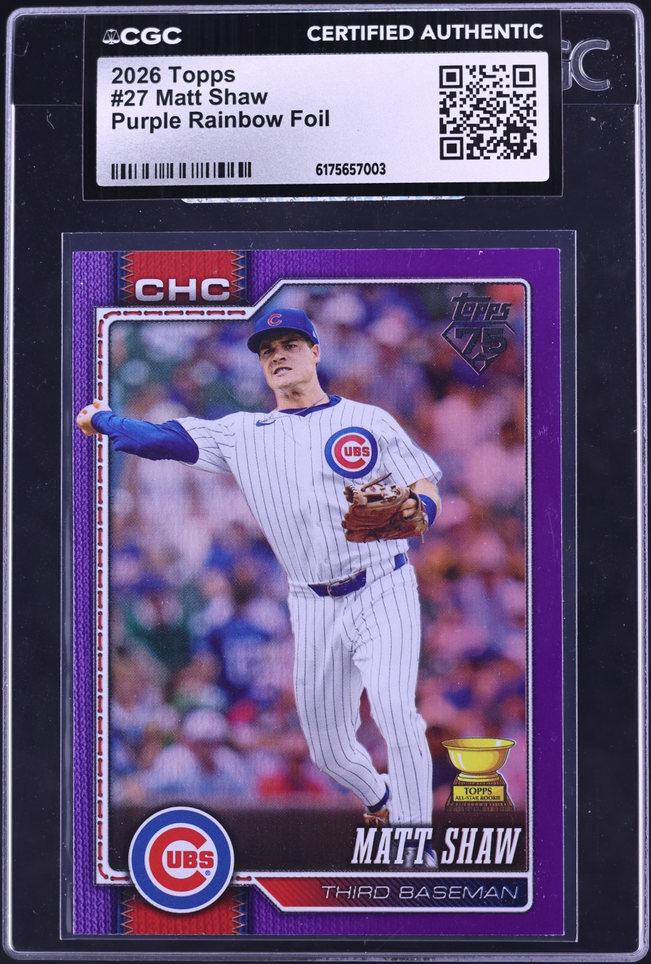 2026 Topps Purple Rainbow Foil Matt Shaw /250 #27 CGC AUTH
