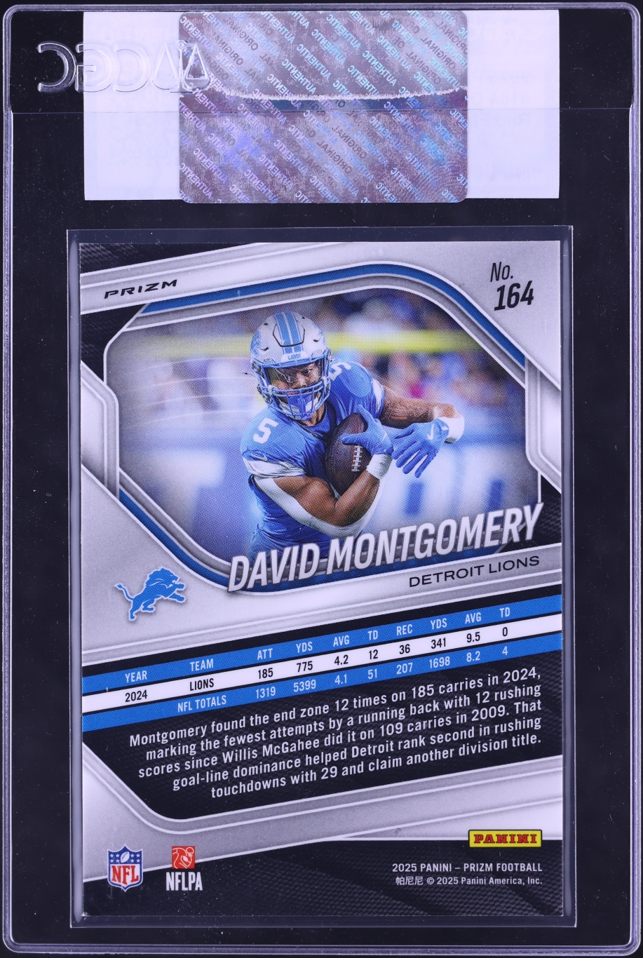 2025 Panini Prizm Red Flash David Montgomery #164 CGC AUTH