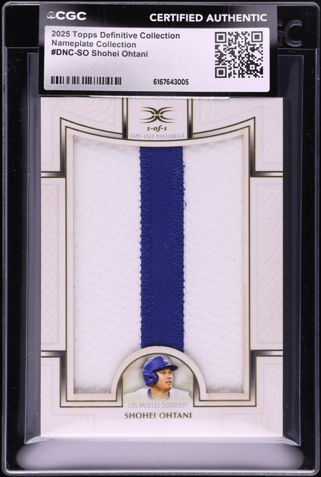 2025 Topps Definitive Collection Nameplate Collection Shohei Ohtani PATCH 1/1 #DNC-SO CGC AUTH