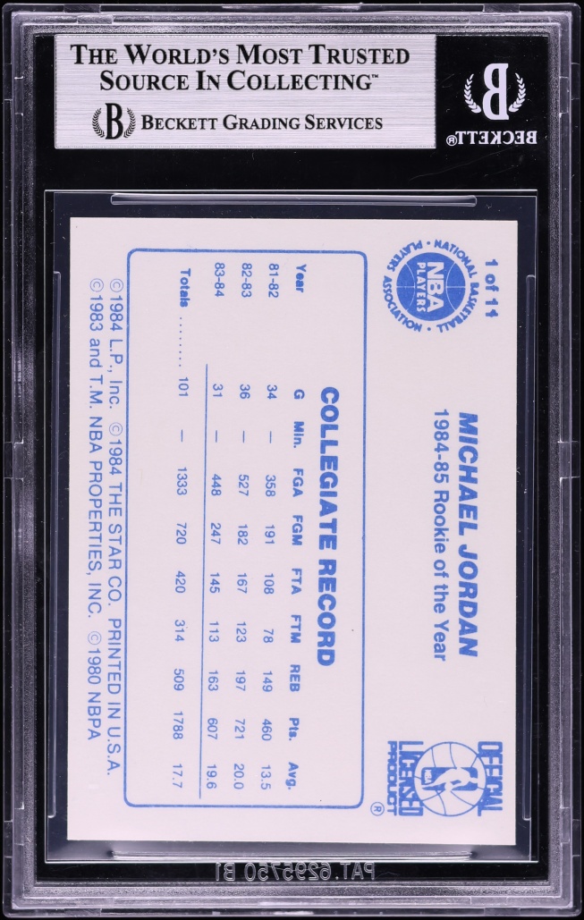 1985 Star Last 11 ROY's Michael Jordan ROOKIE #1 BGS 9 MINT