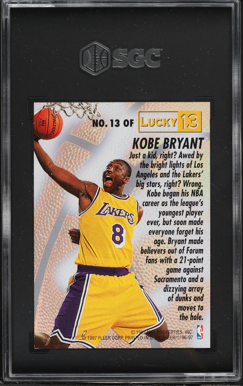 1996 Fleer Lucky 13 Kobe Bryant ROOKIE #13 SGC 9 MINT