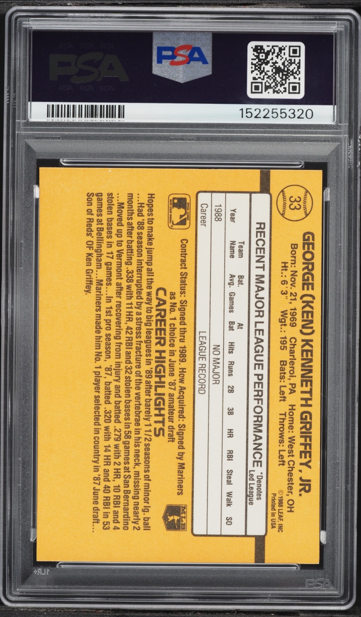 1989 Donruss Ken Griffey Jr. ROOKIE #33 PSA 8 NM-MT