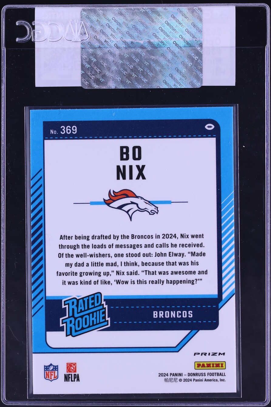 2024 Donruss Optic Preview Pink Bo Nix ROOKIE #369 CGC AUTH