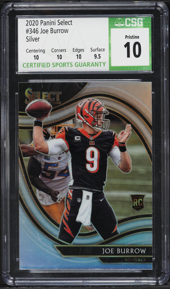 2020 Select Field Level Silver Joe Burrow ROOKIE #346 CSG 10 PRISTINE