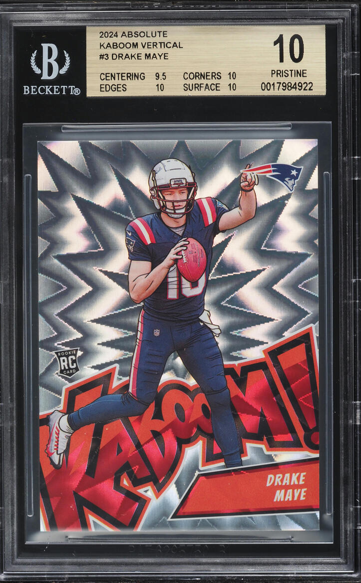 2024 Absolute Kaboom Vertical Drake Maye ROOKIE #3 BGS 10 PRISTINE