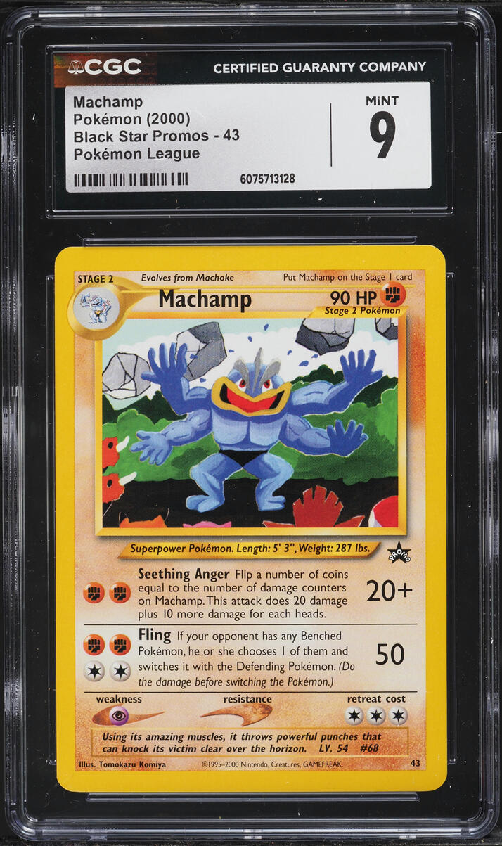 2000 Pokemon League Black Star Promo Machamp #43 CGC 9 MINT