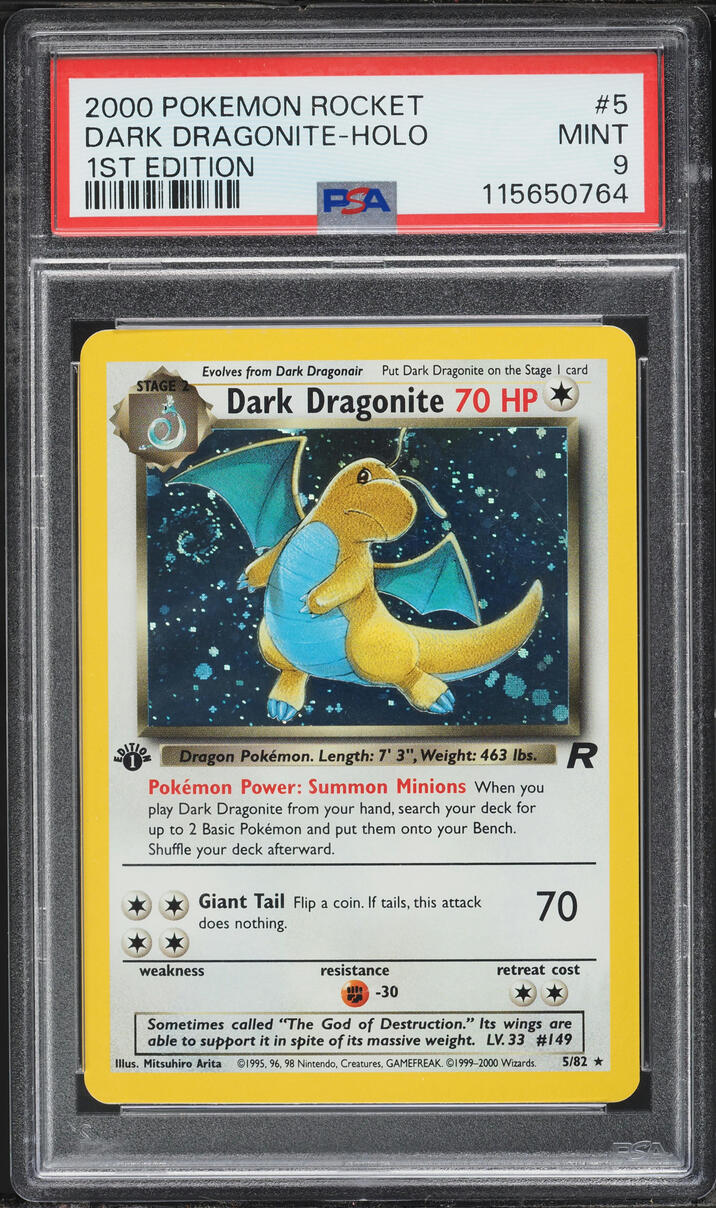 2000 Pokemon Team Rocket 1st Edition Holo Dark Dragonite #5 PSA 9 MINT