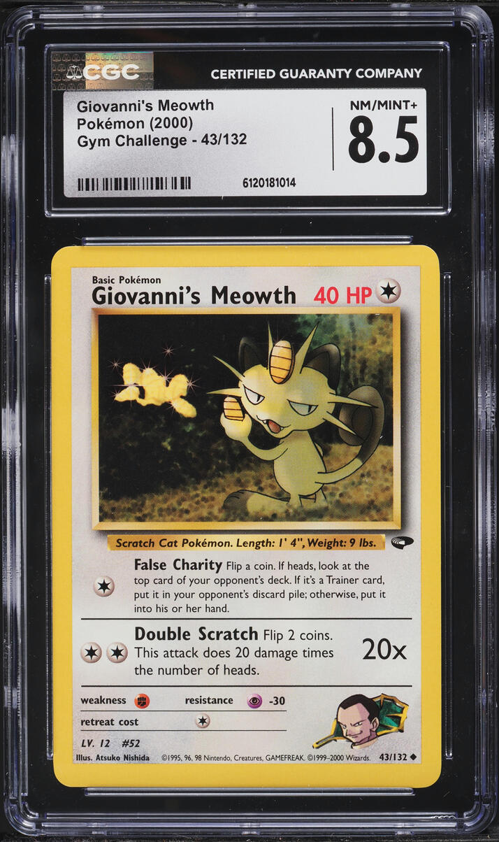 2000 Pokemon Gym Challenge Giovanni's Meowth #43 CGC 8.5 NM-MT+