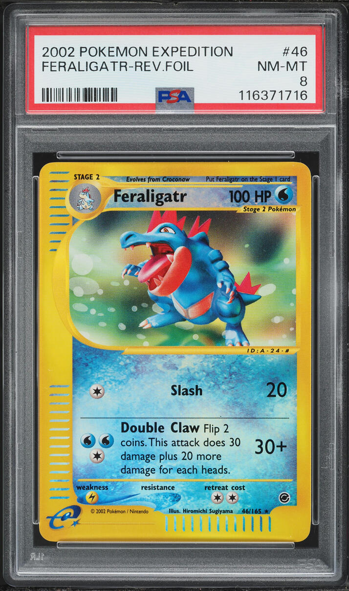 2002 Pokemon Expedition Reverse Holo Feraligatr #46 PSA 8 NM-MT