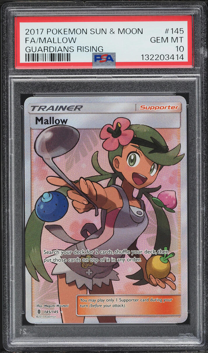 2017 Pokemon Sun & Moon Guardians Rising Full Art Mallow #145 PSA 10 GEM MINT