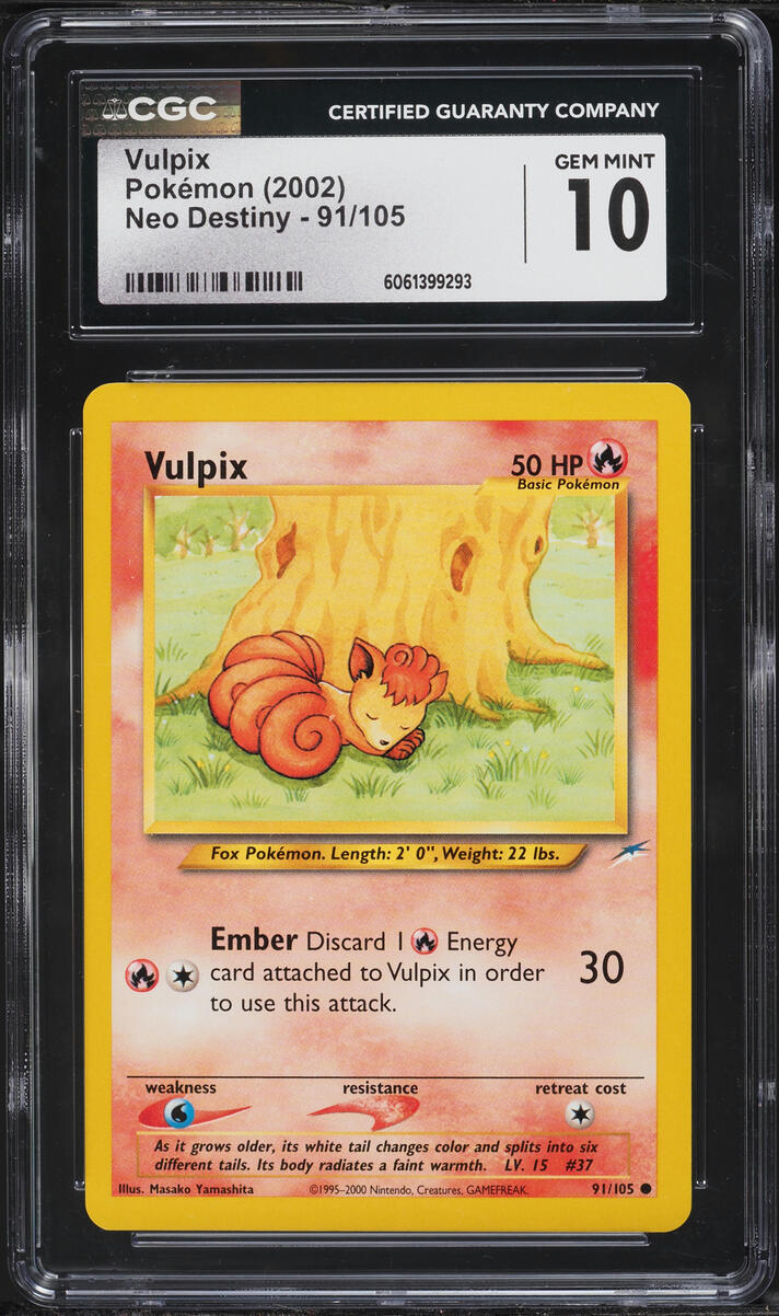 2002 Pokemon Neo Destiny Vulpix #91 CGC 10 GEM MINT
