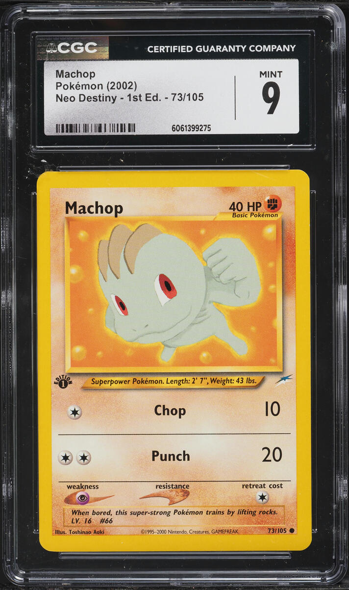 2002 Pokemon Neo Destiny 1st Edition Machop #73 CGC 9 MINT