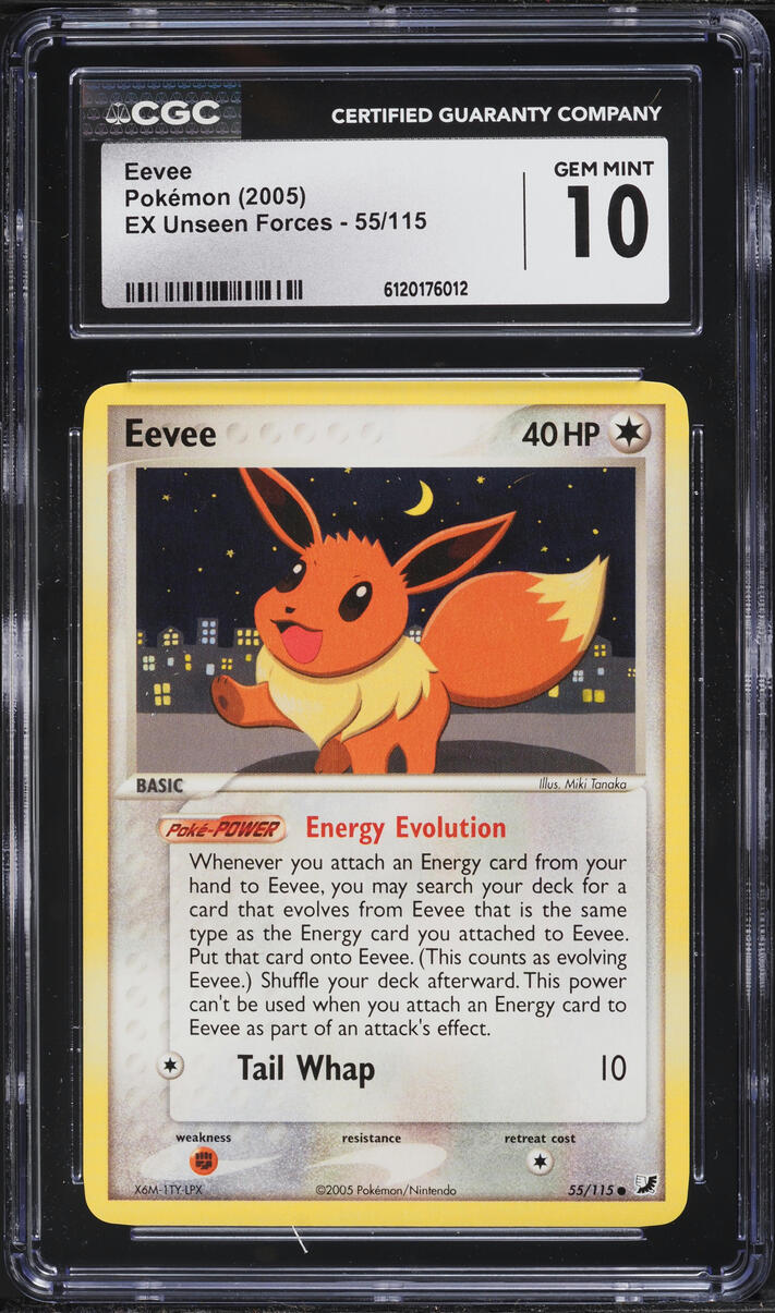 2005 Pokemon EX Unseen Forces Eevee #55 CGC 10 GEM MINT