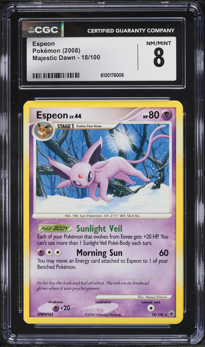 2008 Pokemon Diamond & Pearl Majestic Dawn Espeon #18 CGC 8 NM-MT