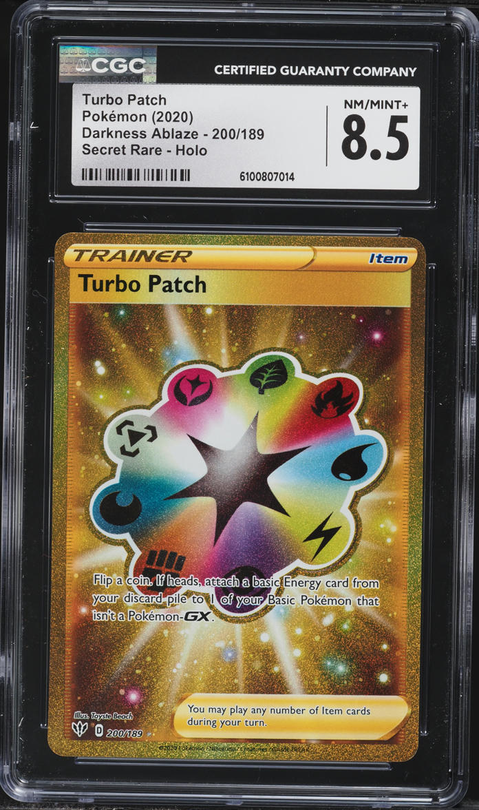 2020 Pokemon Sword & Shield Darkness Ablaze Gold Rare Turbo Patch #200 CGC 8.5 NM-MT+