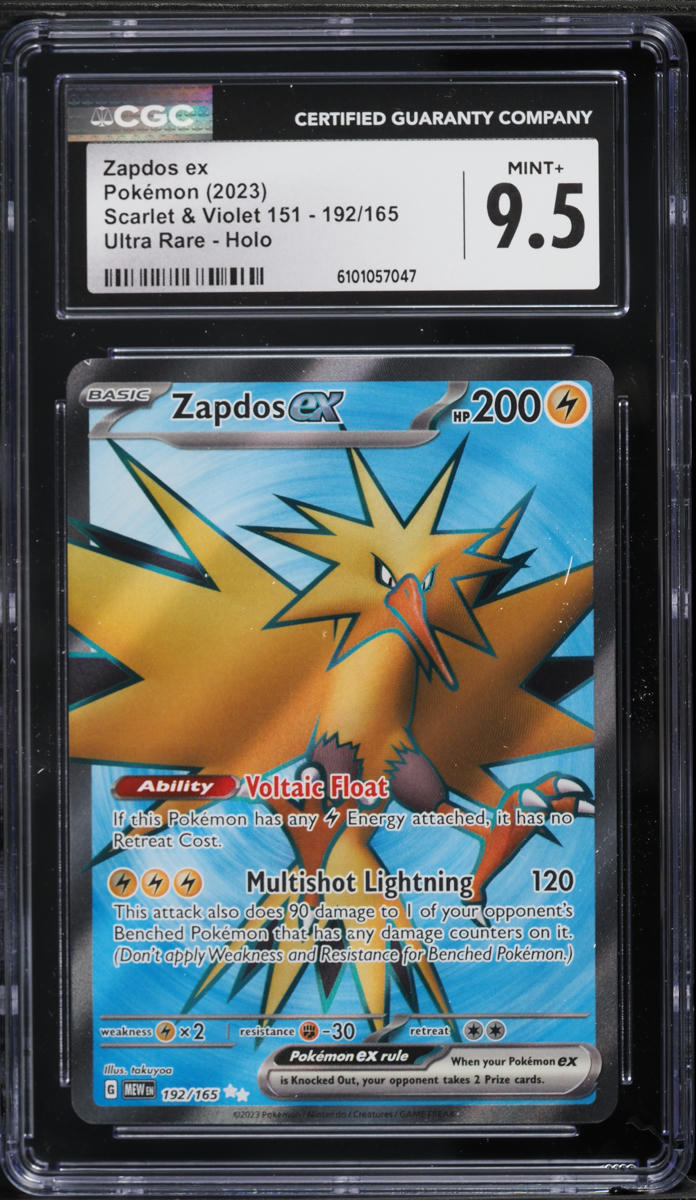 2023 Pokemon Scarlet & Violet 151 Full Art Zapdos ex #192 CGC 9.5 MINT+