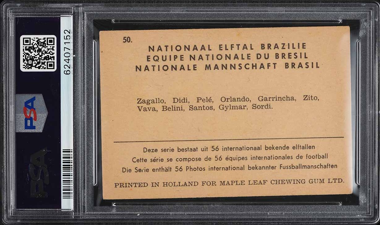 1959 Maple Leaf Gum International Football Team Brazil w/ Pele #50 PSA 3 VG - Photo 2