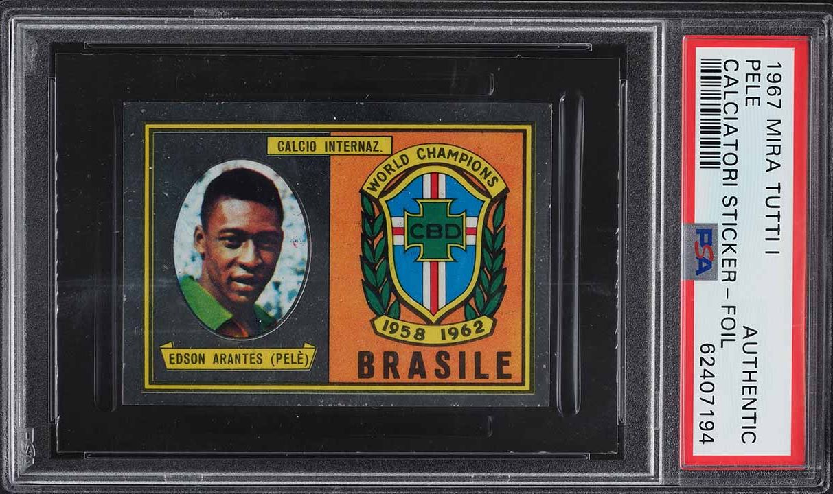 1967 Mira Tutti I Calciatori Soccer Sticker Foil Pele PSA AUTH - Photo 1