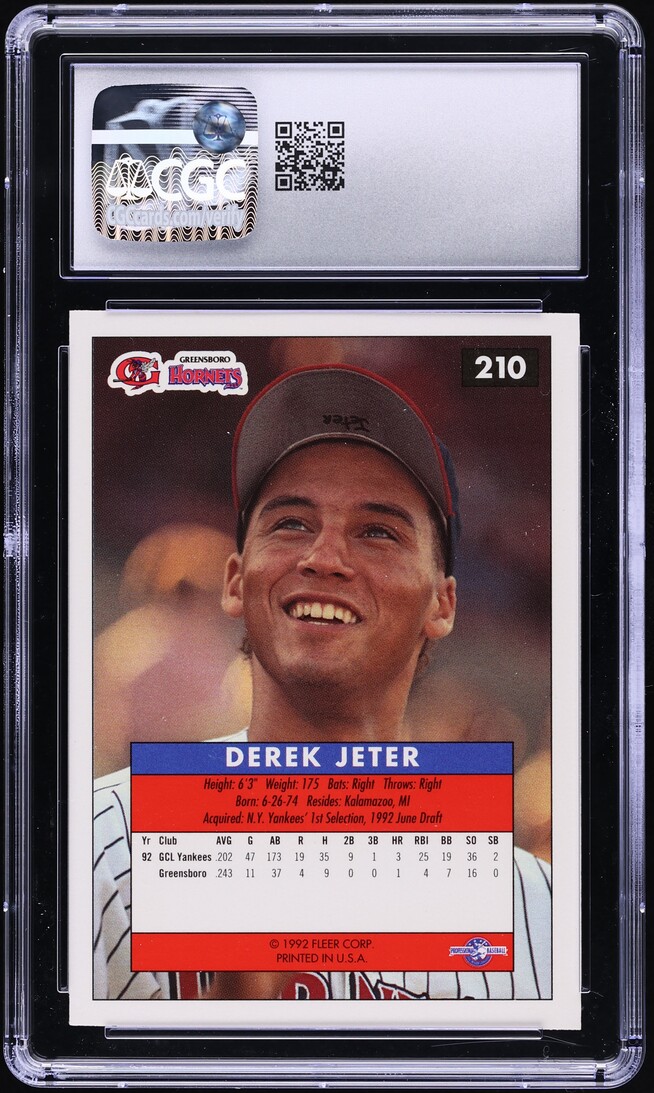 1992 Fleer Excel Derek Jeter ROOKIE #210 CGC 7 NRMT