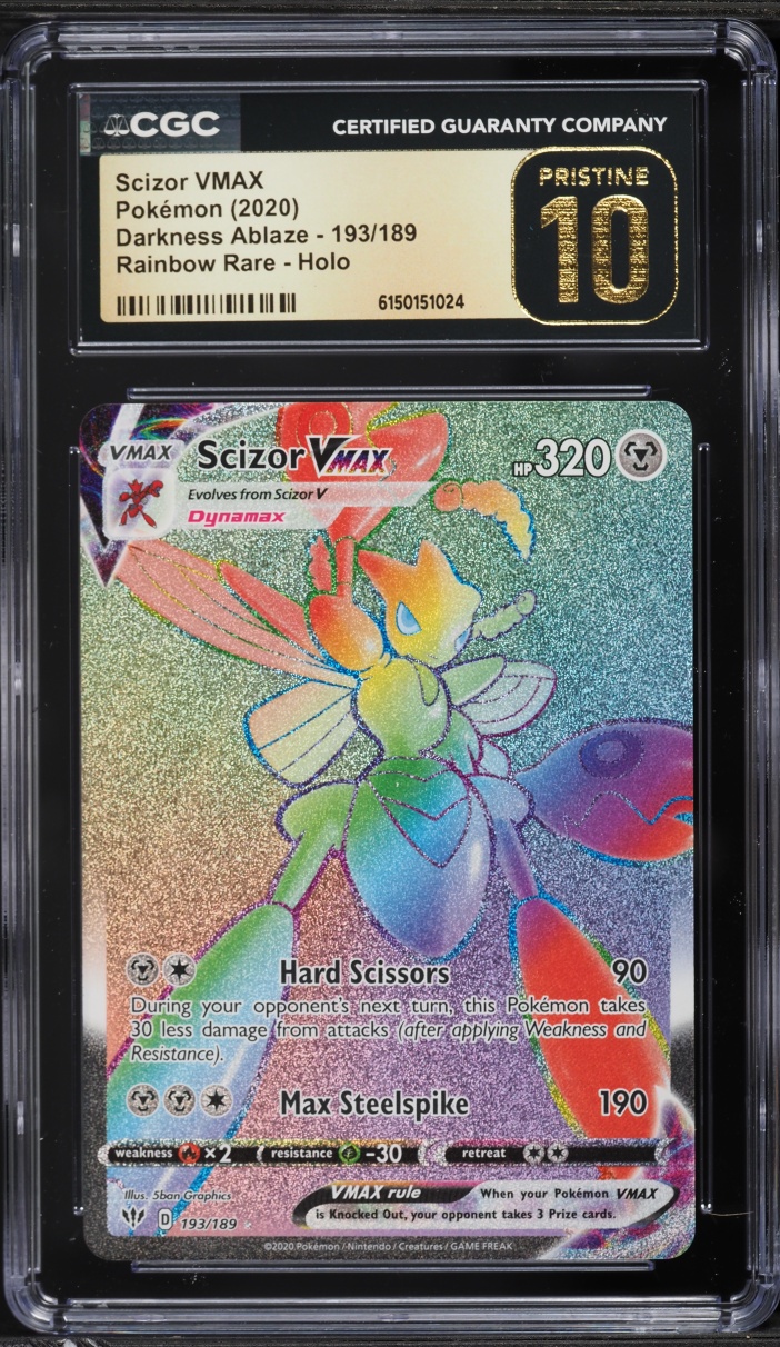 2020 Pokemon Sword & Shield Darkness Ablaze Rainbow Rare Scizor VMAX #193 CGC 10 PRISTINE