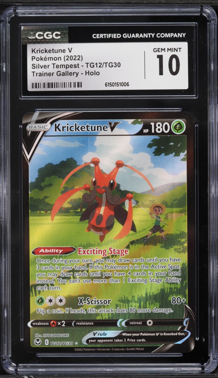 2022 Pokemon Sword & Shield Silver Tempest Trainer Gallery CHR Kricketune V #TG12 CGC 10 GEM