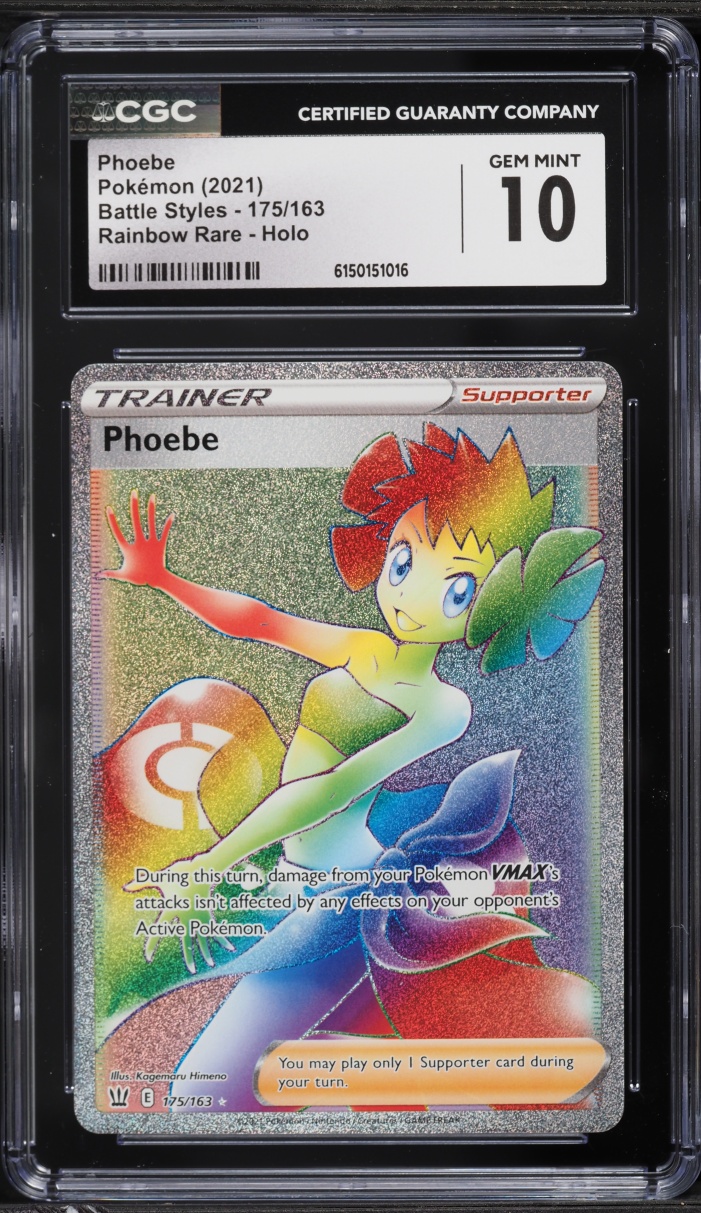 2021 Pokemon Sword & Shield Battle Styles Rainbow Rare Phoebe #175 CGC 10 GEM MINT