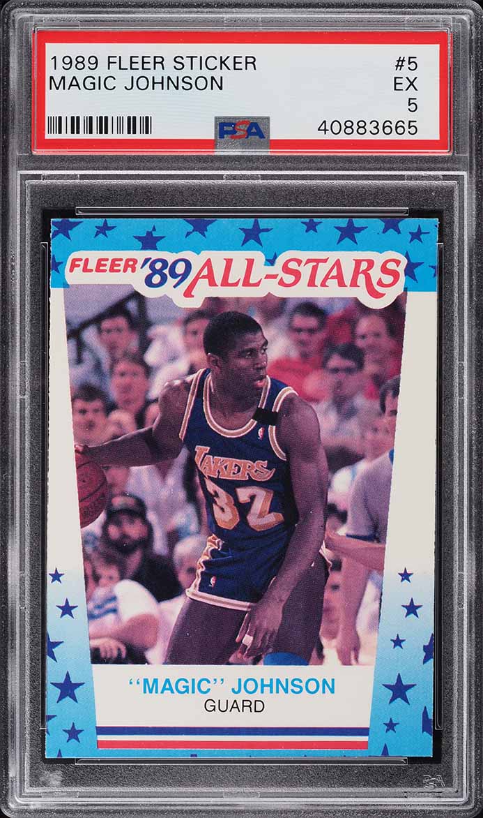 1989 Fleer Sticker Magic Johnson #5 PSA 5 EX
