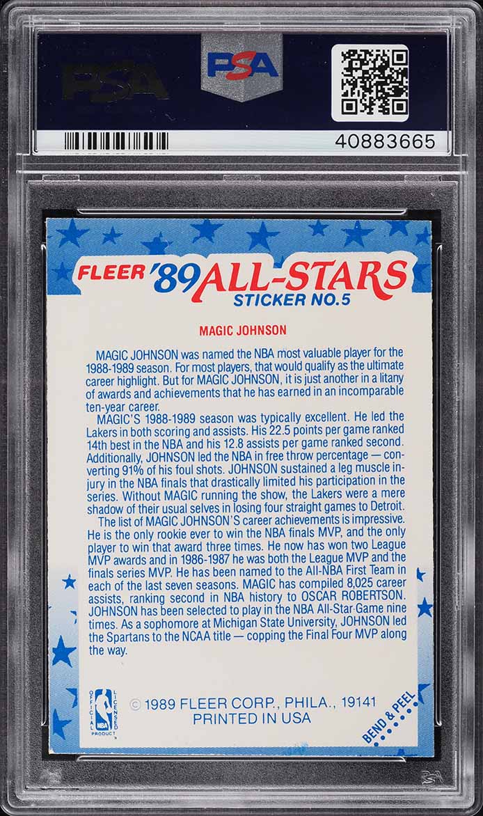1989 Fleer Sticker Magic Johnson #5 PSA 5 EX