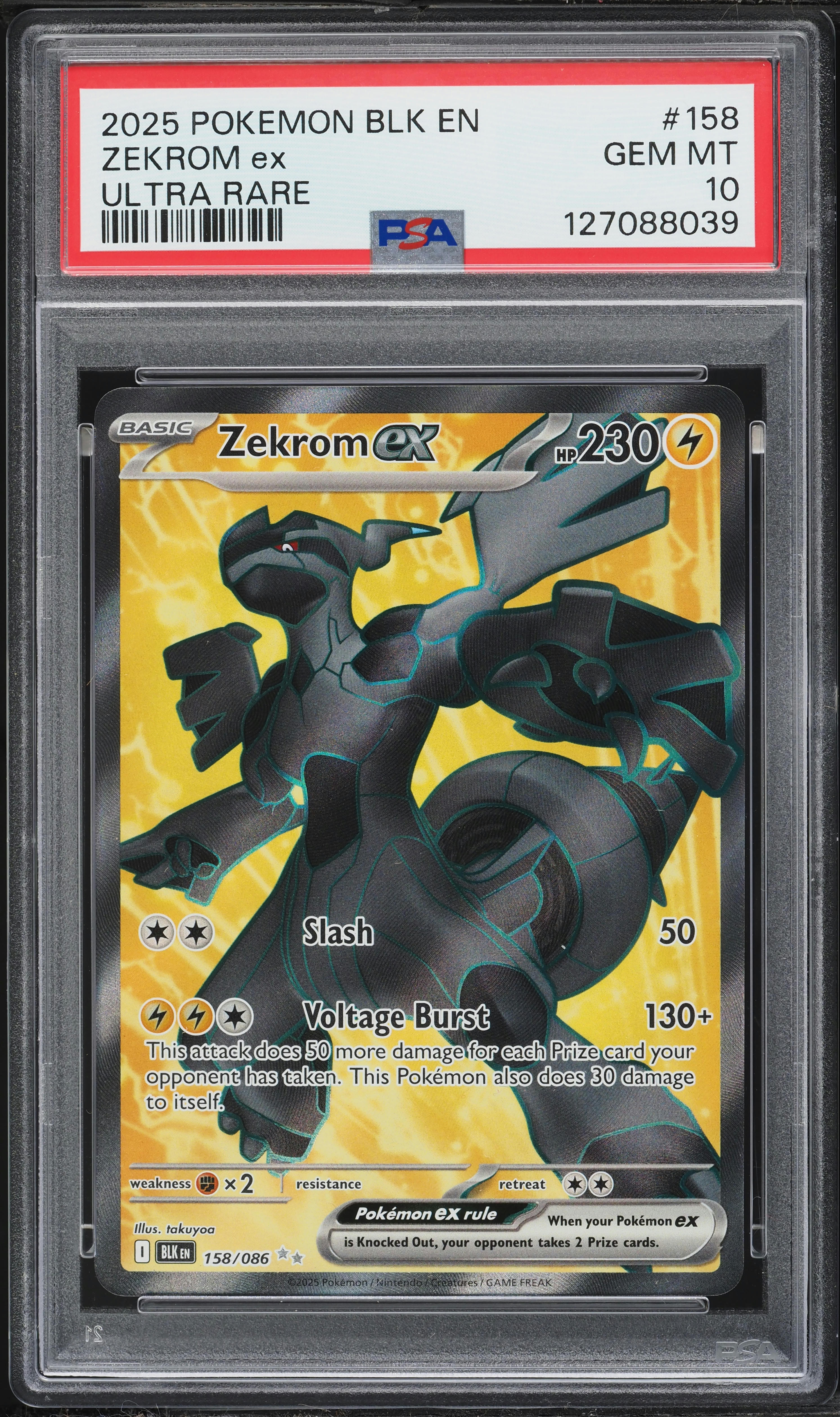 2025 Pokemon Scarlet & Violet Black Bolt Full Art Zekrom ex #158 PSA 10 GEM MINT
