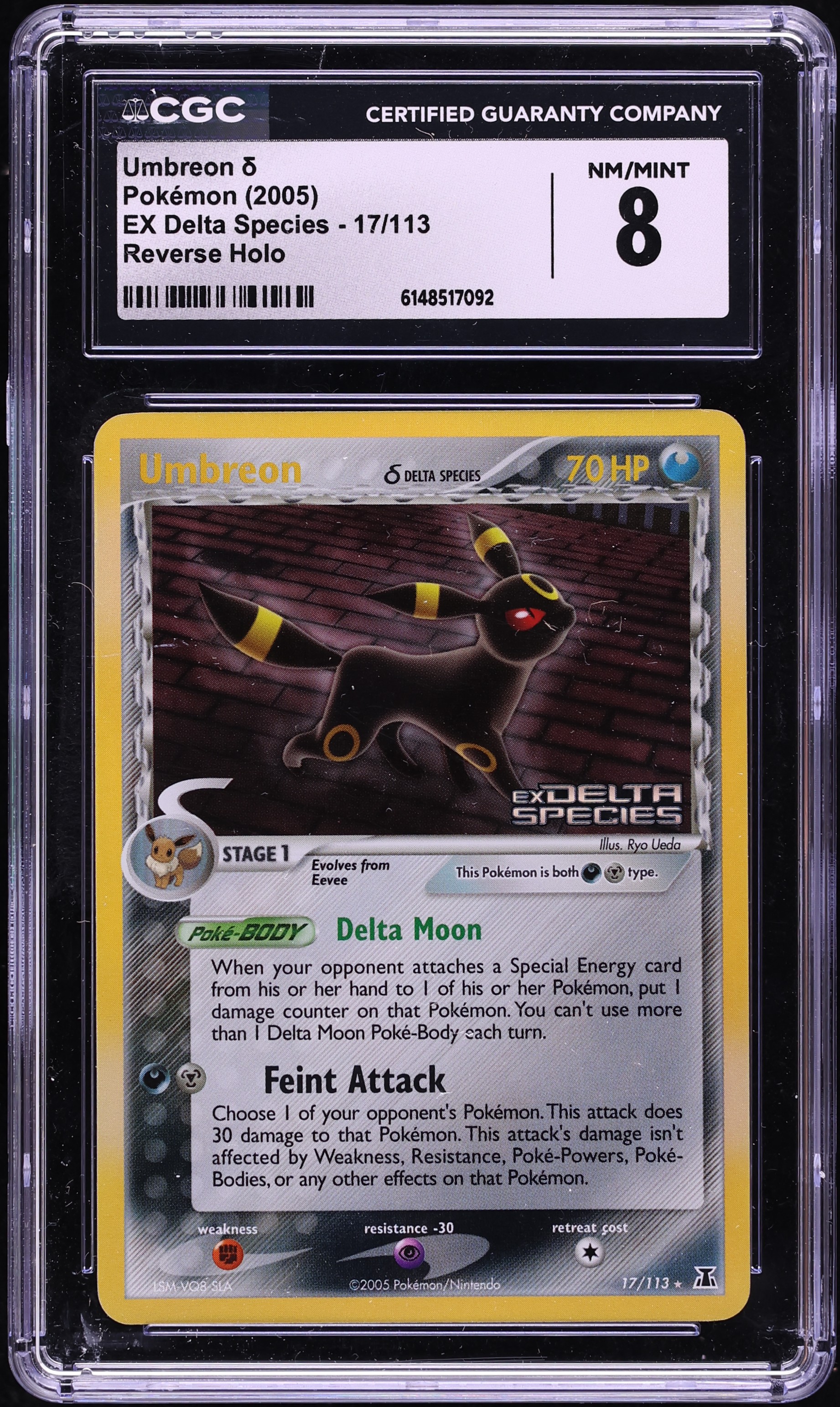 2005 Pokemon EX Delta Species Reverse Holo Umbreon #17 CGC 8 NM-MT