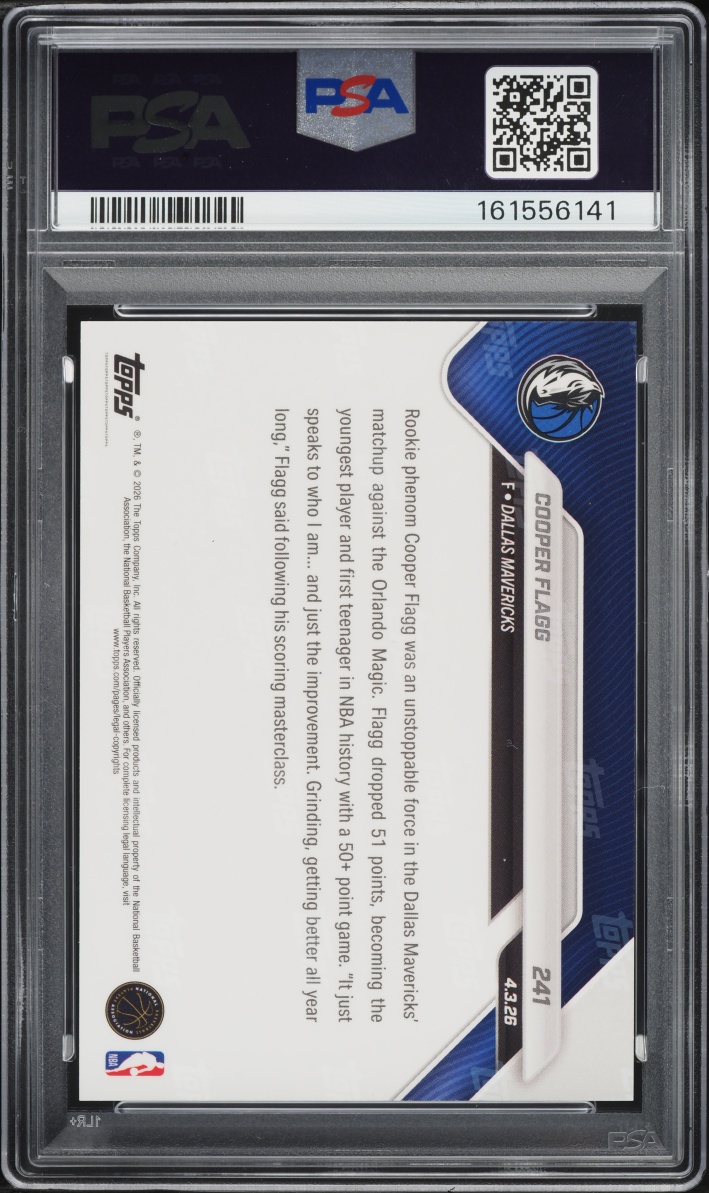 2025 Topps Now Cooper Flagg ROOKIE #241 PSA 10 GEM MINT