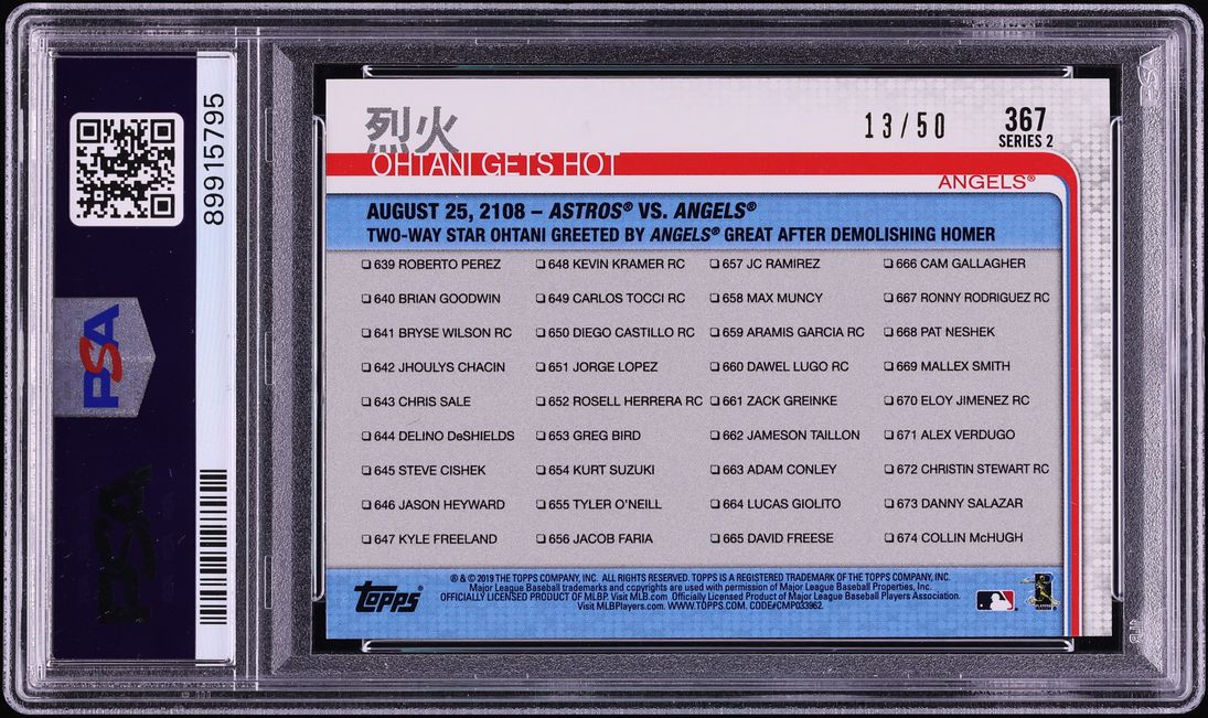 2019 Topps Mothers Day Pink Gets Hot Shohei Ohtani /50 #367 PSA 7 NRMT - Photo 2