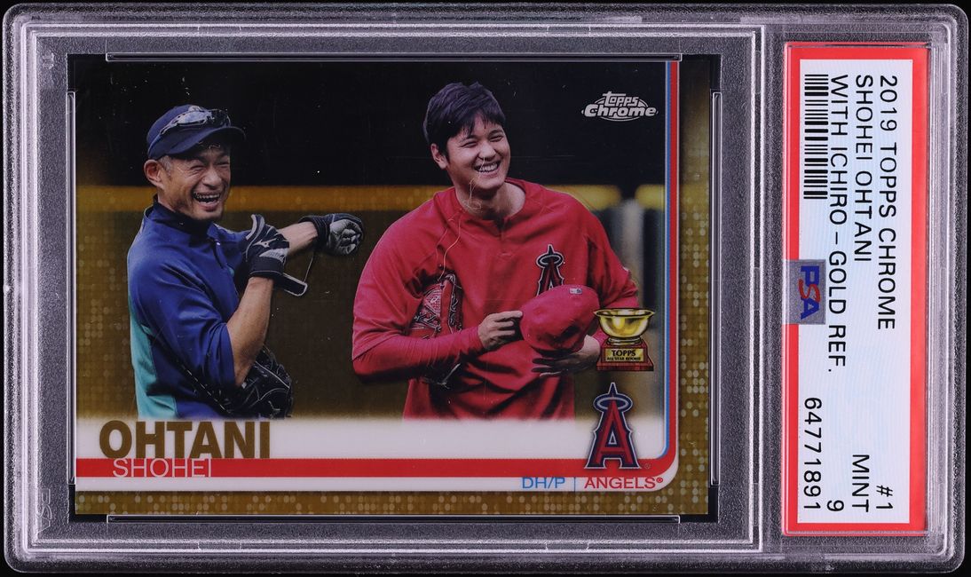 2019 Topps Chrome Variation Gold Refractor Shohei Ohtani w/ Ichiro /50 #1 PSA 9 MINT