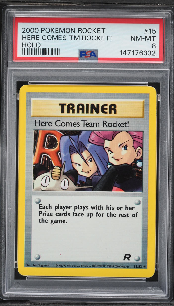 2000 Pokemon Team Rocket Holo Here Comes Team Rocket! #15 PSA 8 NM-MT