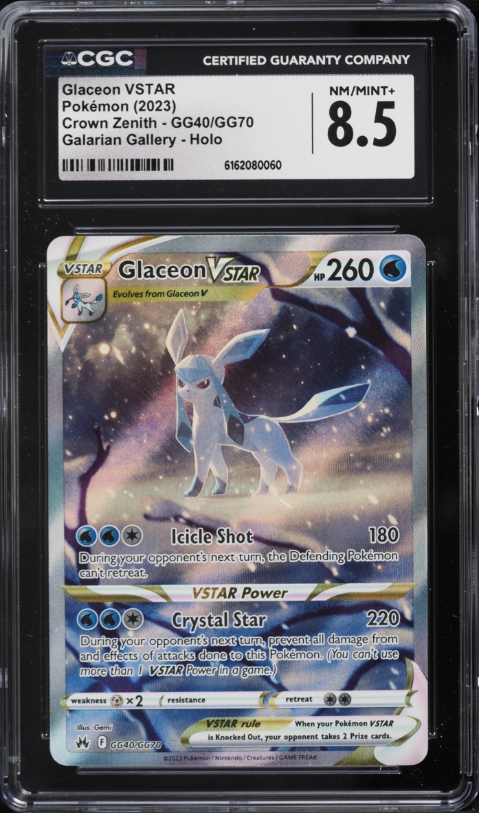 2023 Pokemon Sword & Shield Crown Zenith Full Art Glaceon VSTAR #GG40 CGC 8.5 NM-MT+