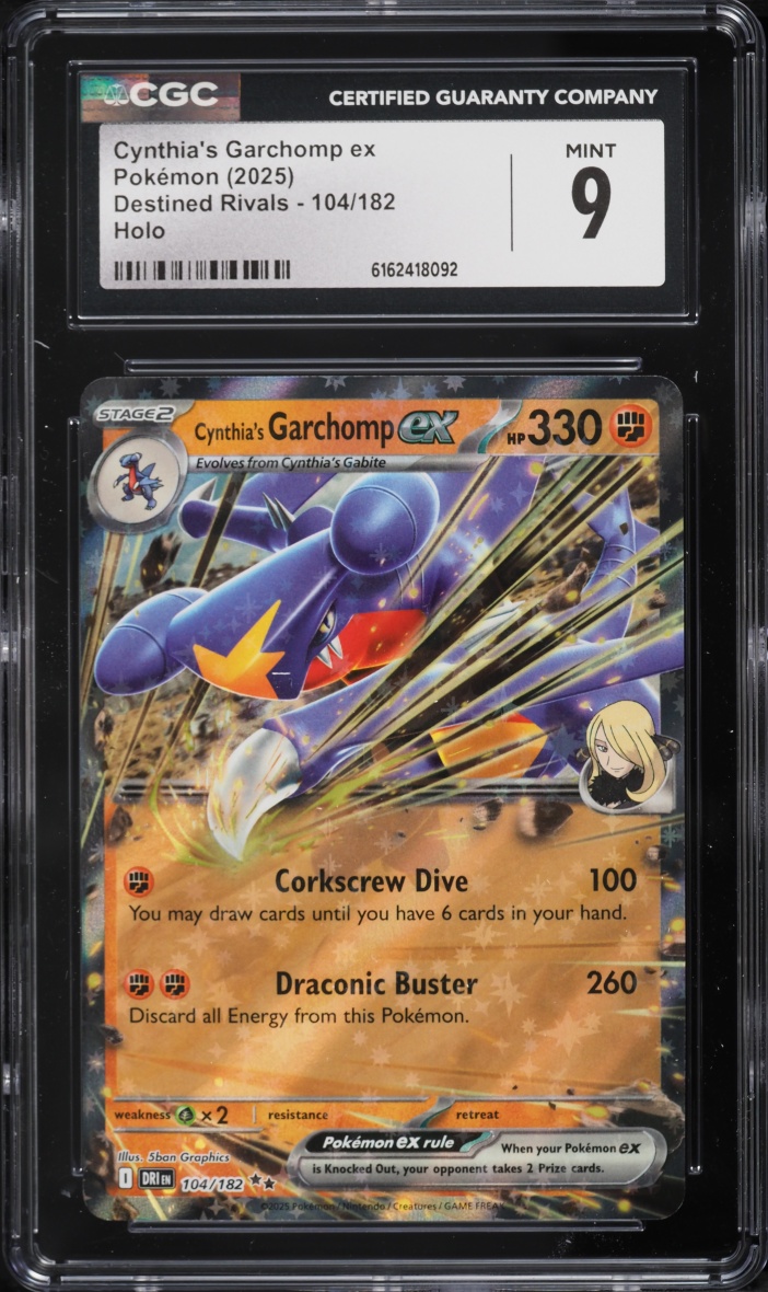 2025 Pokemon Scarlet & Violet Destined Rivals Holo Cynthia's Garchomp EX #104 CGC 9 MINT