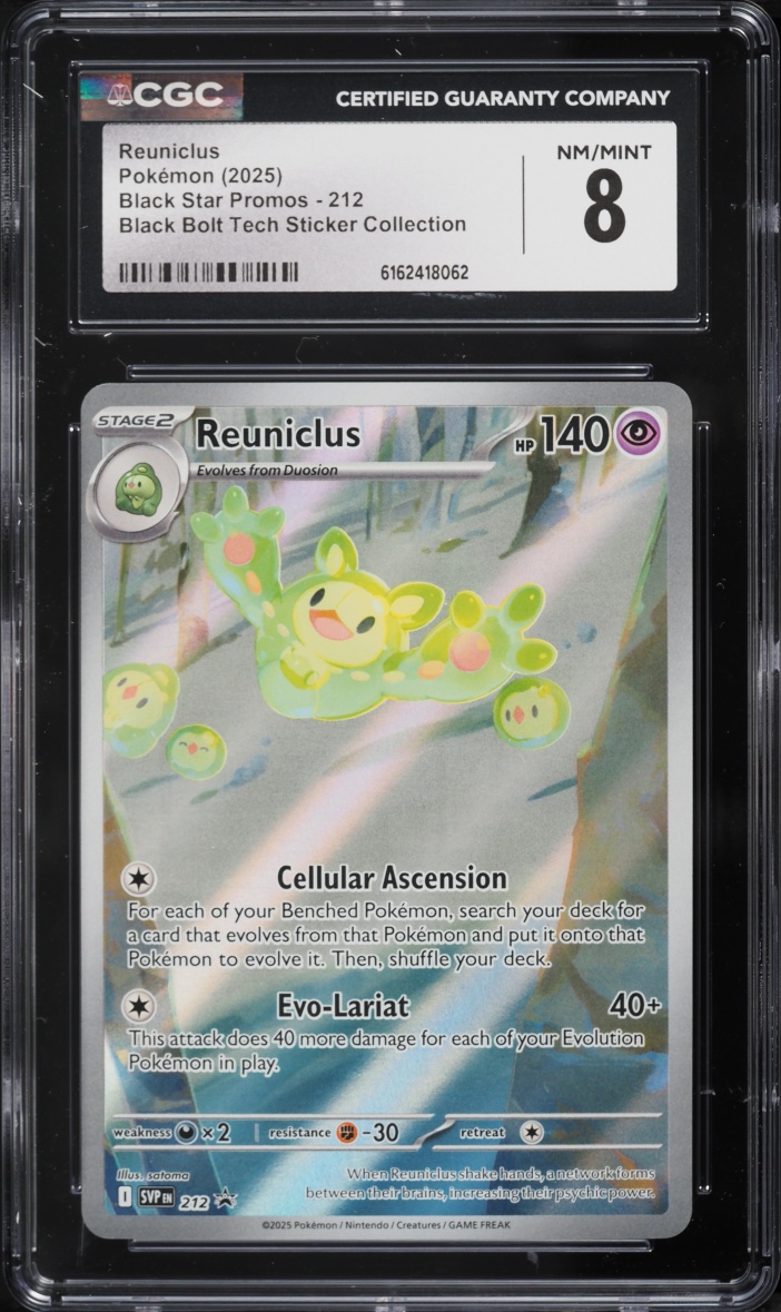 2025 Pokemon Scarlet & Violet Promo Black Bolt Tech Sticker Full Art Reuniclus #212 CGC 8 NM-MT